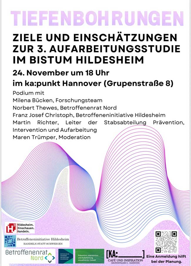 Plakat zur Podiumsdiskussion "Tiefenbohrungen"